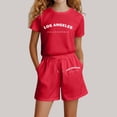 thumbnail image 2 of Aihuaihua Toddler Girl Summer Outfits Sets Floral Print Short Sleeved T Shirt Set Crewneck Children's Fashion Activewear Clothing Set for Girls Outdoor Casual Clothes, 2 of 4