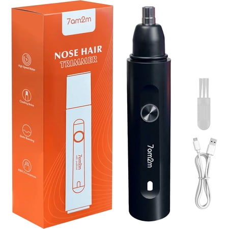 7AM2M Personal Care Electric Nose and Ear Hair Trimmer – Rechargeable 9000 RPM High-Speed Precision Cutting Detachable Washable Blade Portable Design Black