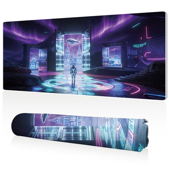 LIVEKEY XXL Mouse Pad Cyber Love Portals Design 80x40cm Large Desk Mat Full Coverage Durable Easy Clean Non Slip Base with Stitched Edges for Gaming and Office Computer Use