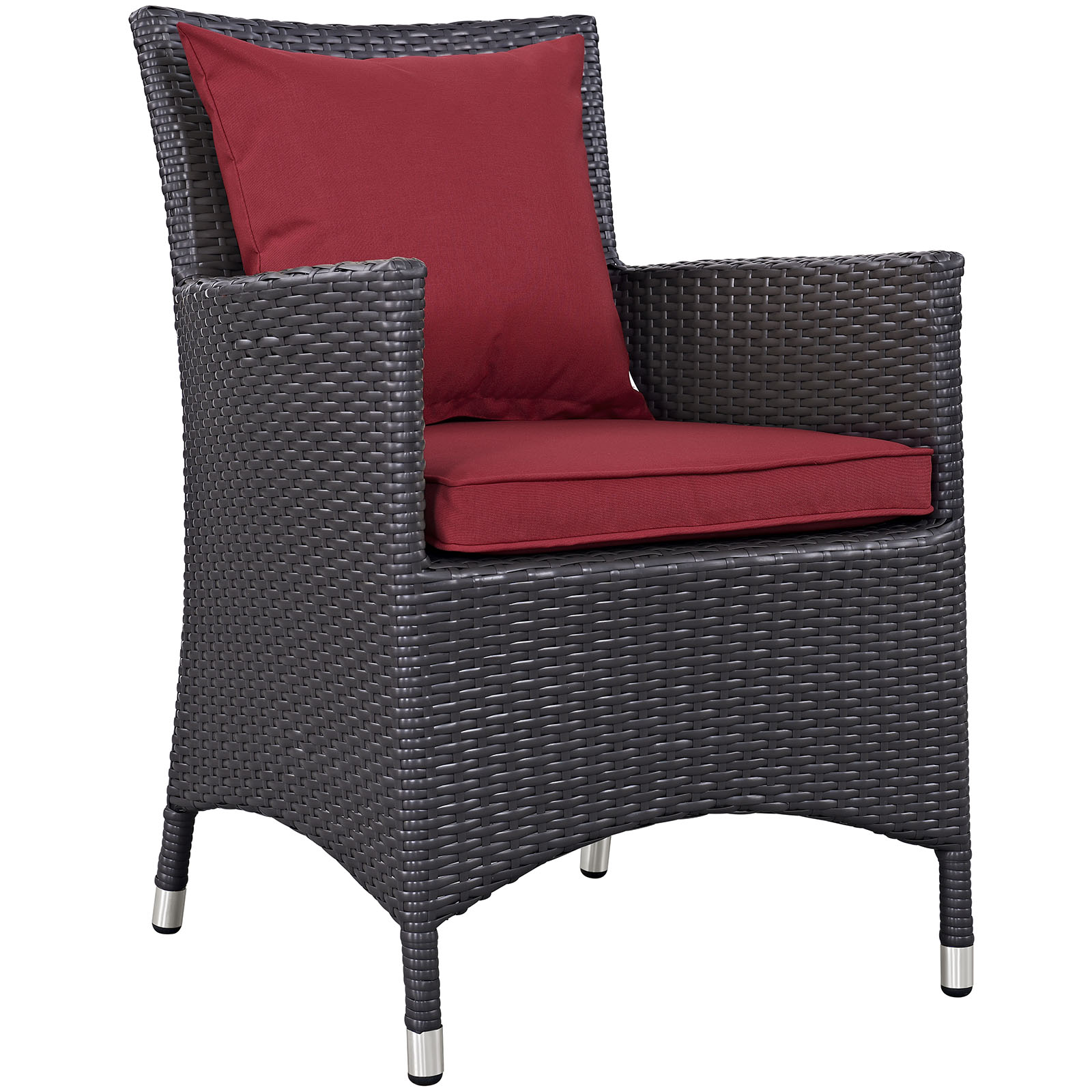 Modway Convene 8 Piece Outdoor Patio Dining Set in Espresso Red - image 3 of 6