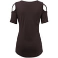 thumbnail image 3 of Made by Johnny Women's Loose Short Sleeve Strappy Cold Shoulder Top M BROWN, 3 of 6