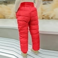 thumbnail image 3 of SonxaHe Big Girls Boys Snow Pants Thick Warm Straight Leg Trousers Child Winter Active Unisex Pants Red,Sized 10-12, 3 of 3