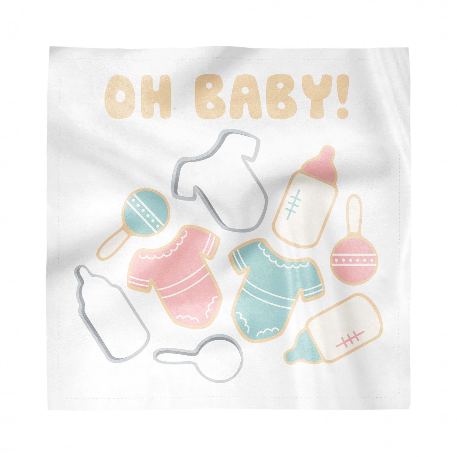 Oh Baby Napkins Set of 4, Newborn Baby Element Pattern with Infant