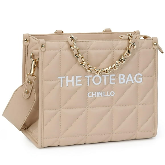 Bolso de mano Chinllo con cadenas acolchadas, monedero tipo Stachel E.Khaki-M para mujer