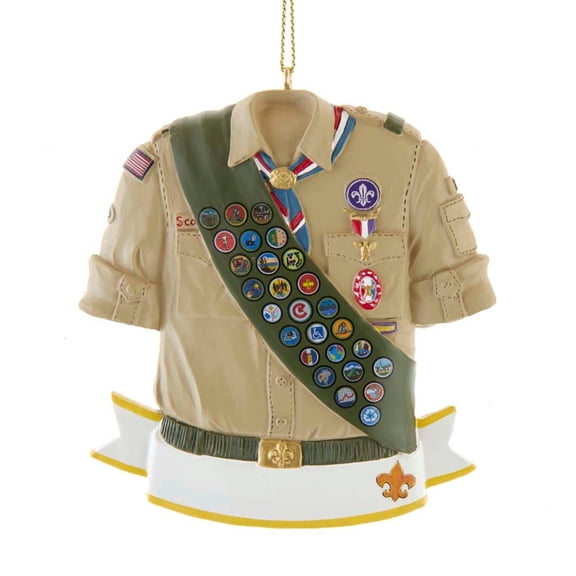Kurt Adler Tan and Green Eagle Scout Christmas Ornament
