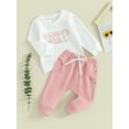 thumbnail image 3 of Wassery Baby Girls Fall Outfits Clothes 6M 12M 18M 24M 3T Infant Girls Long Sleeve Letter Print Sweatshirt Pants Set 2Pcs Casual Autumn Clothing for Toddler Girls, 3 of 8