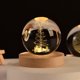 thumbnail image 1 of Bola De cristal navideña con grabado láser 3D, muñeco De nieve, ciervo, Base De madera con Luz LED, bola De cristal blanca cálida, Luz De Navidad, 1 of 4