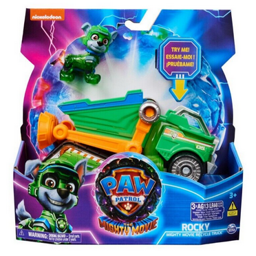 PAW Patrol Rocky Figure Mighty Movie Recycler Truck with Lights Sounds