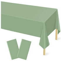2 Pcs Sage Green Tablecloth Plastic 54 ×108 Inches Rectangle Sage Green Tablecloth Disposable Plastic Waterproof Table Cover for Outdoor Picnic, Kitchen, Holiday Birthday Wedding Baby Shower Party