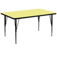 thumbnail image 1 of 36''W x 72''L Rectangular Yellow Thermal Laminate Activity Table - Height Adjustable Short Legs, 1 of 3