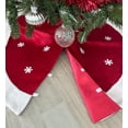 thumbnail image 3 of White Snowflakes Christmas Tree Skirt - Large 48" Diameter, Red Felt Center, White Faux Fur Trim, 3 of 3