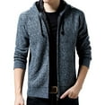 thumbnail image 3 of IYTR Men's Winter Warm Thickening Knitted Zipper Cardigan Sweaters Outwear Hooded Coat with Pockets Blue L, 3 of 6