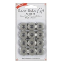 Super Bobs MasterPiece Cotton 80yd Prewound Bobbins 12ct Class 15 Granite