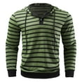 thumbnail image 4 of XIAONU Mens Hoodies Trendy Striped Print Drawstring Button Hoodie Loose Long-Sleeved Pullover Hooded Sweatshirt, 4 of 5
