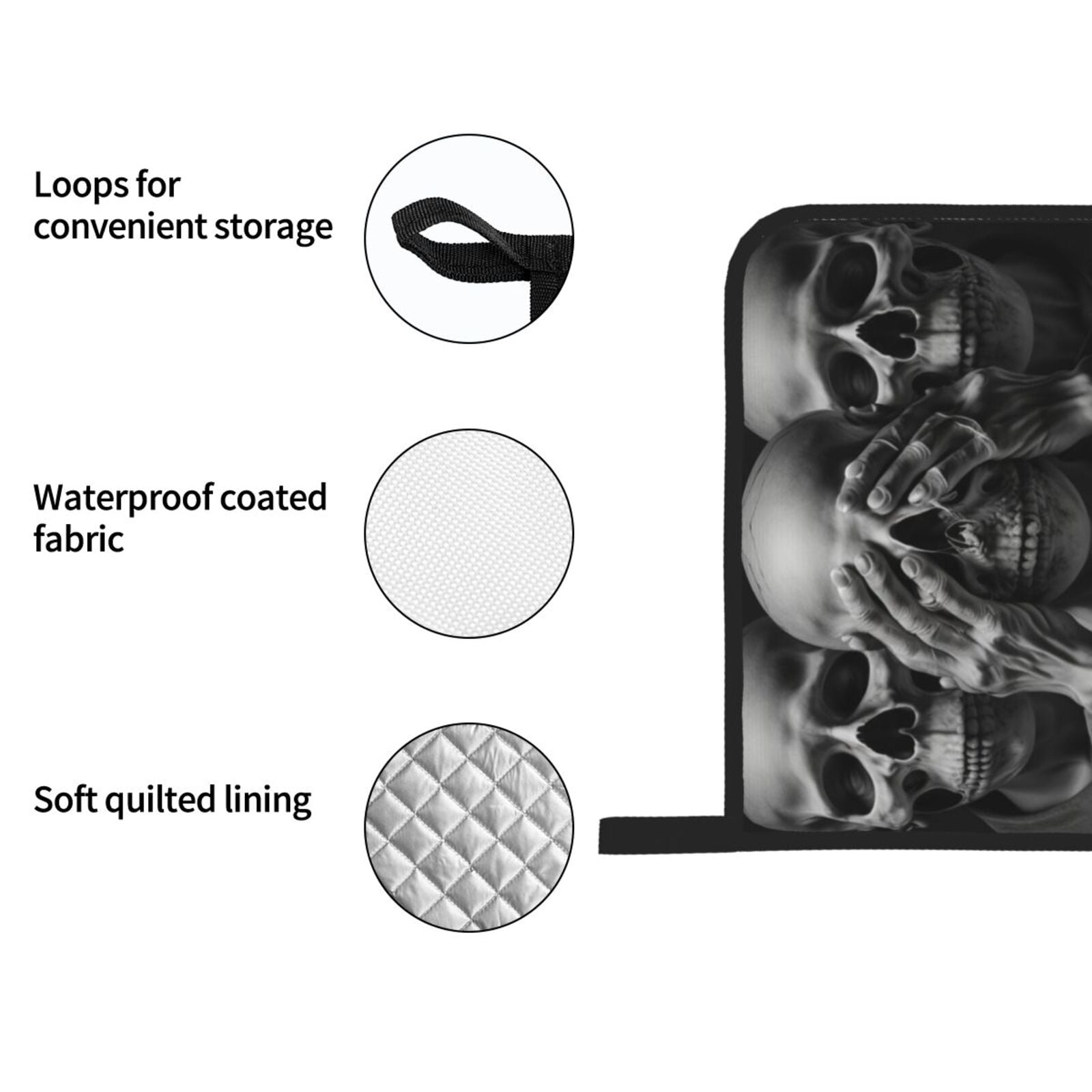 Death Skulls Gothic Skull 4Pcs Oven Mitts and Pot Holders Sets Oven Kitchen Gloves Hot Pads for Cooking BBQ Baking Grilling