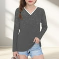thumbnail image 2 of Ashirexll Long Sleeve Shirts Winter Tops for Girls 2-14 Years Printed Fashion Casual V-Neck Long Sleeve Top for Spring and Fall, 2 of 7