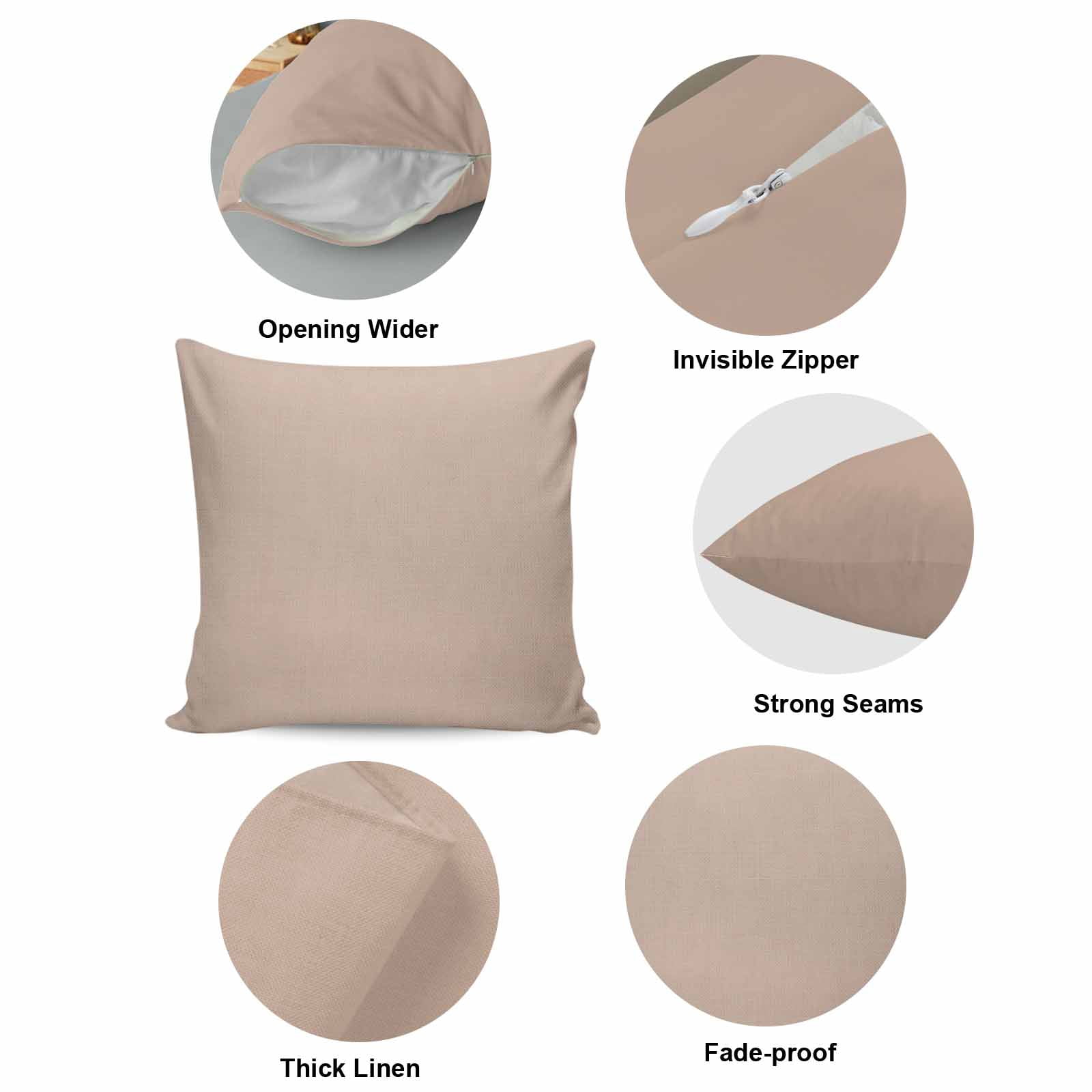 Brown Pillow Covers 18x18 Inch, Farmhouse Solid Brown Color Modern Art Linen Pillowcase with Invisible Zipper, Decorative Throw Pillow Covers Cushion Case for Couch Sofa Bed Living Room