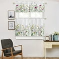 thumbnail image 5 of 3 Piece Kitchen Curtains Tiers and Valances Set, Flower Leaves Spring Watercolor Floral Vintage Botanical Short Rod Pocket Window Curtain for Bedroom, Bathroom, 5 of 6