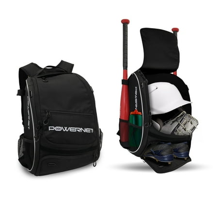 PowerNet Starter Backpack, Softball & Baseball Bag, Organized Pockets for Baseball Accessories, Helmet, Gloves, Catchers Gear & Baseball Bat Sleeves, Youth Travel Sports Backpack (2 Backpacks)