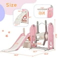 thumbnail image 2 of 5 IN 1 Toddler Climber Slide with Basketball Hoop,Kids Freestanding Slide Playset with Extra-Long Slide for Toddlers,Pink, 2 of 9