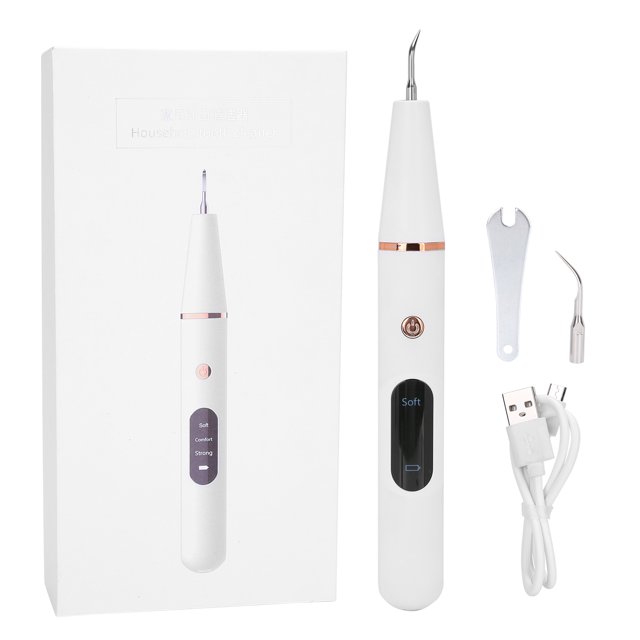 Escalador dental ultrasónico Limpiador de dientes eléctrico Eliminador de sarro de placa de cálculo dentalBlanco