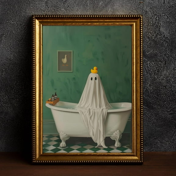 Victorian Ghost In Bathroom, Vintage Poster, Dark Academia, Gothic, Witch Art, Cottagecore, Bathroom Decor Wall Art, Modern Wall Decor, 8x12 UNFRAMED