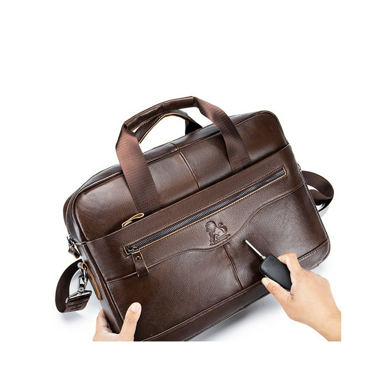 UKAP Men Shoulder Bag Crossbody Laptop Bags Large Capacity Durable  Briefcases Multi Pockets Mens Waterproof Zipper Leather Designer Brown 15  Inches 