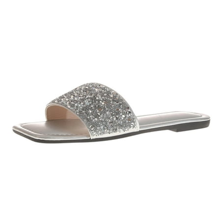 

YanHoo Clearance Boho Slide Sandals for Women Girls Dressy Low Wedge Sandal Casual Open Toe Flat Sandals Summer Beach Slip on Sandals Platform Sandals
