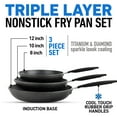 thumbnail image 6 of Granitestone Diamond Nonstick Frying Pan Set Piece 8" 10" 12" Triple Coated Mineral & Diamond Frying Pans, Skillets Cooking Pan Induction Oven Safe Black, 6 of 6