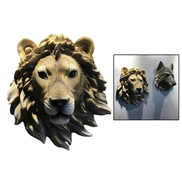 pitrice Animal Head Wall Sculpture Ornament Resin Statue Hanging Art
