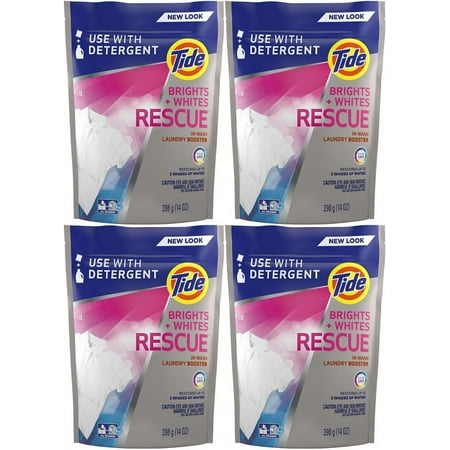 Tide Brights + Whites Rescue in-Wash Laundry Booster, 18 Count (Pack of 4)