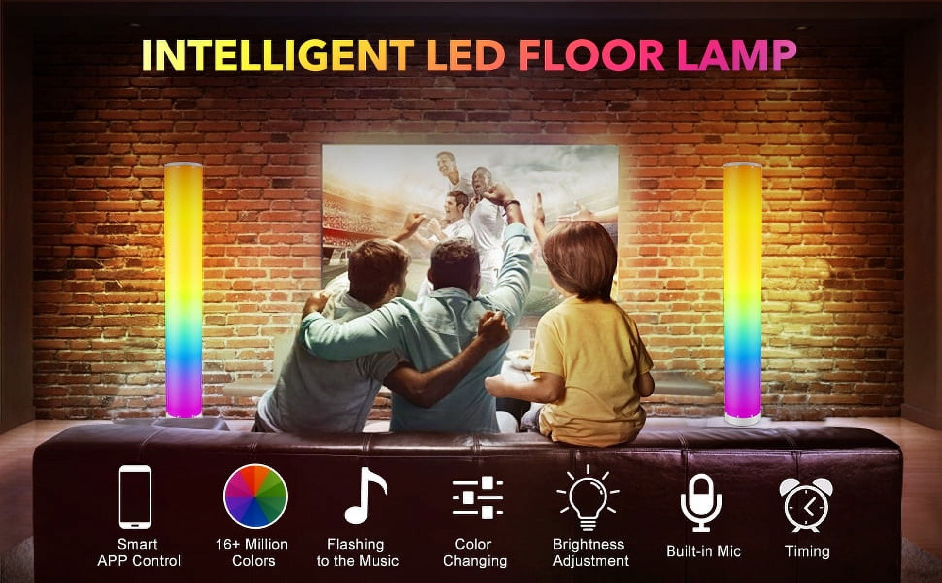 Allaugh RGB Dimmable Floor Lamp with White Shade