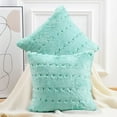 thumbnail image 2 of Home Soft Things Stitching Jacquard Faux Fur Throw Pillow Cover 2 Piece Set - Bleached Aqua - 20" x 20", 2 of 6