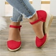 thumbnail image 3 of Modisza Closed Toe Wedge Sandals for Women 2026 Summer Platform Espadrilles Ankle Strap Sandal Wide Width Work Dressy Slide Shoes Red 8, 3 of 6