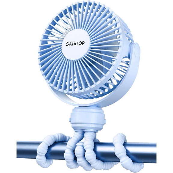 Mini Portable Stroller Fan, Battery Operated Small Clip on, Detachable 3 Speed Rechargeable, 360° Rotate Flexible Tripod Better Cooling for Car Seat Crib Treadmill