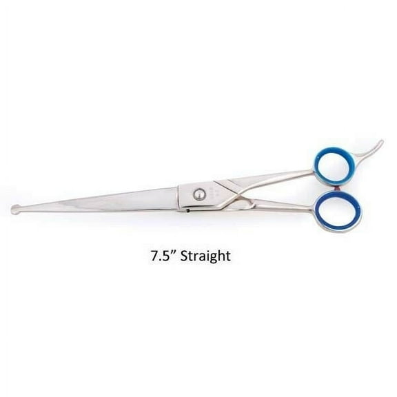 Professional Dog Grooming Shears Ball Tip Straight Curved Choose 7.5" or 8.5" (7.5" Straight)