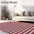 thumbnail image 2 of ODIKA 3'x5' Machine Washable Non-Slip Area Rug, Vintage Holiday Houndstooth with Contemporary Checkered Accents High Traffic Rug with Pad, Red, 610583, 2 of 8