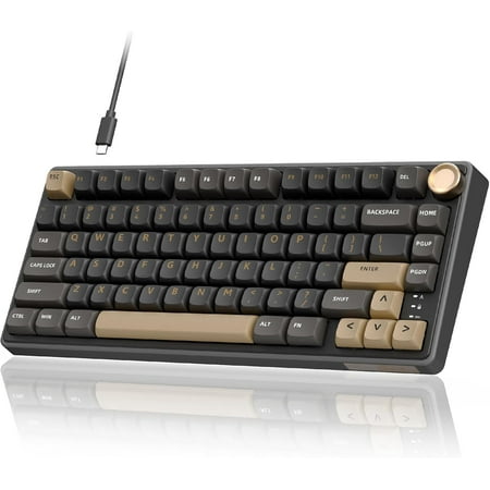 R75 Wired Gaming Keyboard with Volume Knob, 75% Mechanical Custom Gasket Mount MDA Profile PBT Keycaps, QMK/VIA, Hot Swappable Silver Switch, Black
