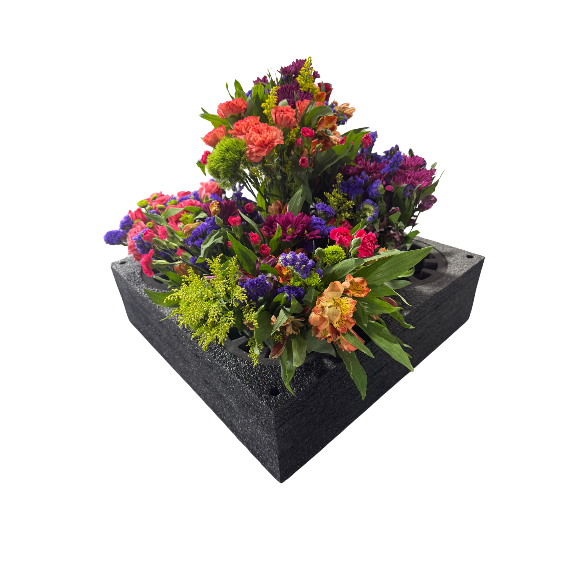 EPE Floral Arrangement Transport Tray, 5 Holes, 24 x 24 x 9 inches, Black, Adjustable for 2-8 inch Vases