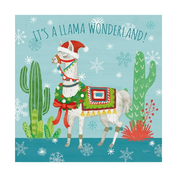 Trademark Fine Art Seasonal Canvas Art ' Lovely Llamas Christmas V ' by Mary Urban