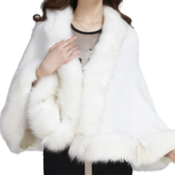 Sonducket Abrigo para boda, fiesta de noche, suave y flexible, cálido en invierno, chal grueso Abrigos y chamarras blanco