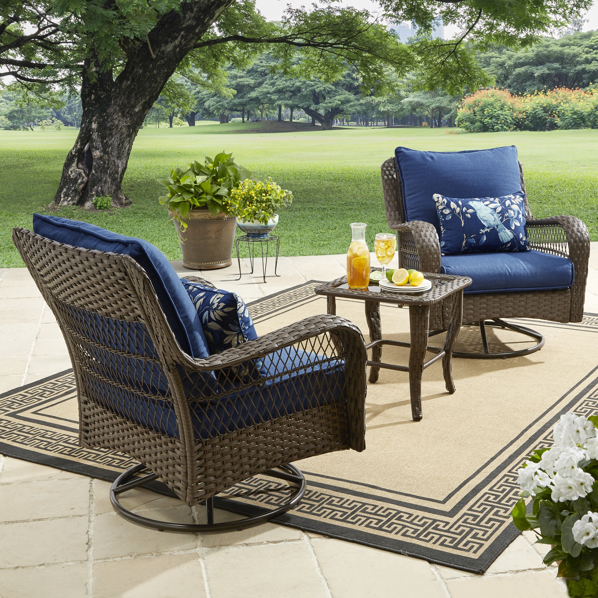 Better Homes and Gardens Outdoor Patio Furniture Colebrook 3 Piece Blue Chat set - image 4 of 7