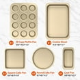 thumbnail image 2 of Baking Pans Set, 5-Piece Nonstick Bakeware Sets with Round/Square Cake Pan, Muffin Pan, Loaf Pan, Roast Pan, Baking Sheets for Oven, Kitchen Cookware Sets Baking Tray Baking Supplies,Gold, 2 of 7