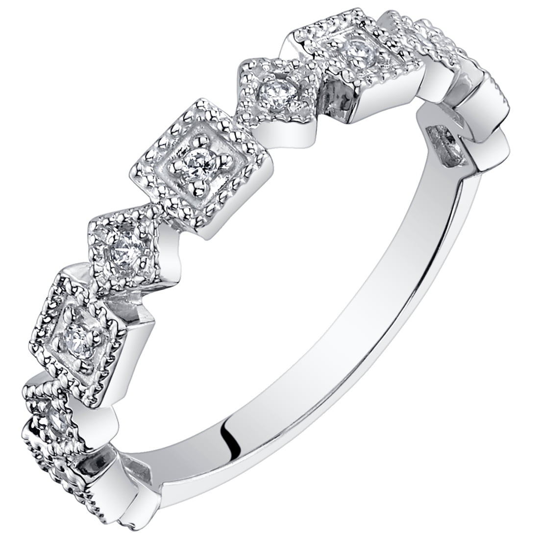 Oravo 0.09 ct Cubic Zirconia Half Eternity Stacking Ring in Sterling