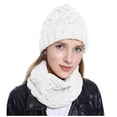 thumbnail image 5 of PMVFHDE Winter Hat and Scarf Set for Women Knitted Thickened Warm Two Piece Solid Color Soft Woven Design for Cold Weather White, 5 of 6