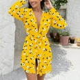 thumbnail image 6 of Oksale Womens Floral Graphic Robes with Belt Cozy Long Sleeve Bath Robe Super Soft Mini Bathrobes for Home Plus Size Loungewear Yellow XXXXL, 6 of 6