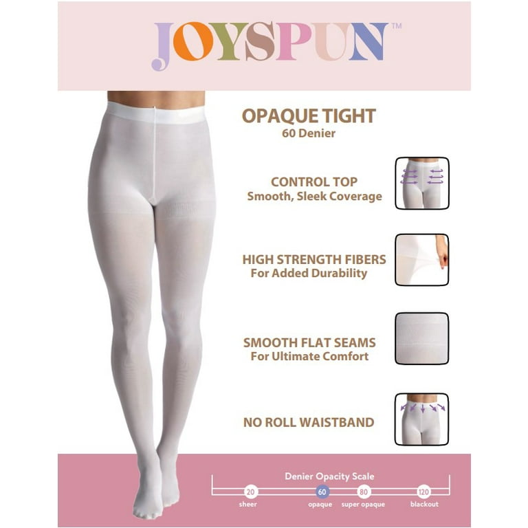 Joyspun Women's Opaque Control Top Tights, 2-Pack, Sizes S Joyspun Women's Opaque Control Top Tights, 2-Pack, Sizes S