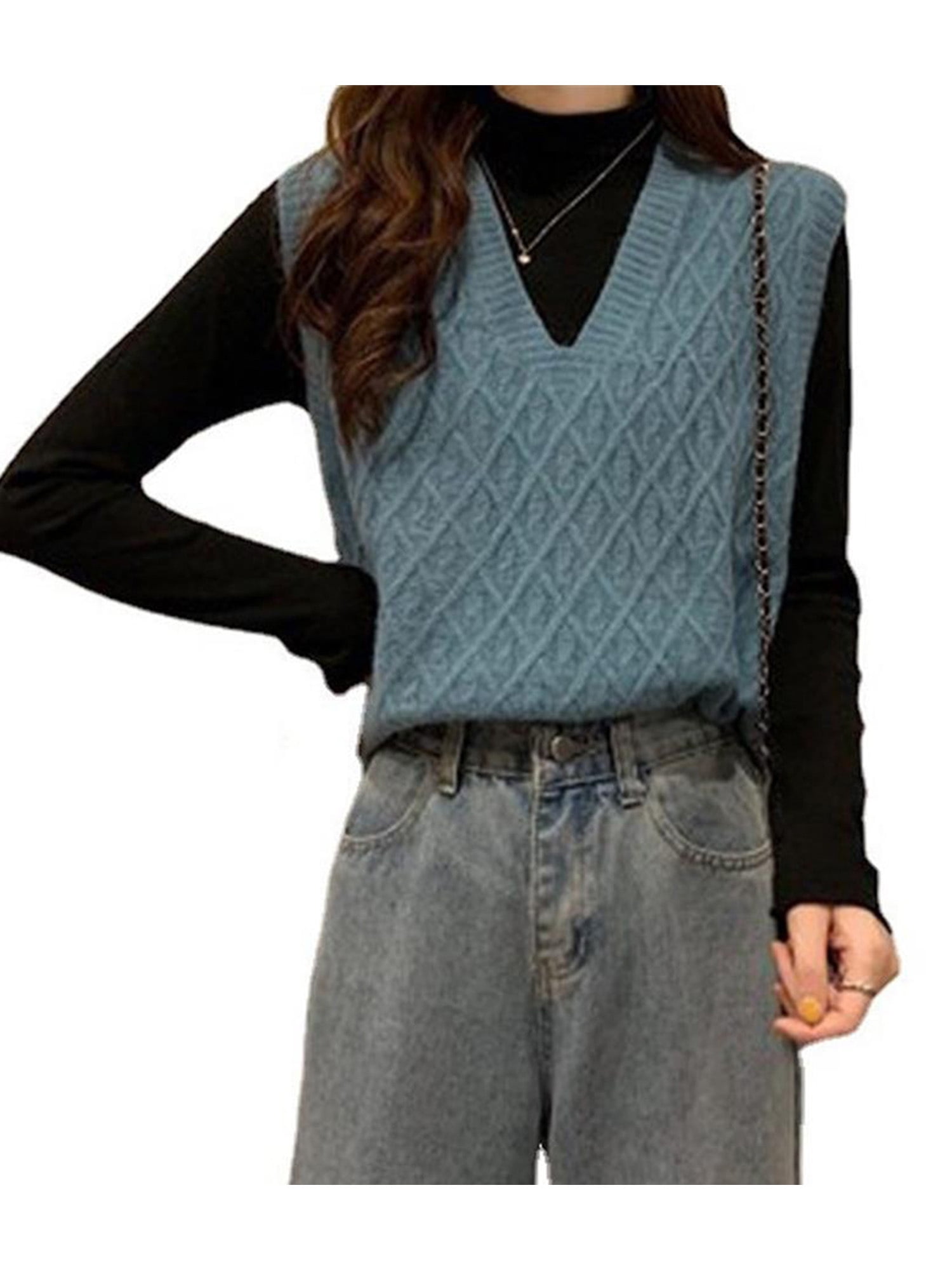 LOVECOCO Women V neck Cable Knitted 