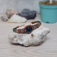 thumbnail image 3 of Round Glass Bead Cat's Eye Cabochon Braided Dyed Leather Bracelet - Womens Fashion Handmade Jewelry Boho Accessories, 3 of 3