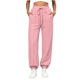 thumbnail image 3 of Womens Sweatpants Solid Color Casual Straight Leg Joggers Elastic Waist Drawstring Pockets Sweatpant Soft and Comfortable, 3 of 7